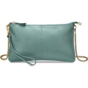 RFID Blocking Mint Chain Wristlet Purse Women Small Clutch Zipper Pockets